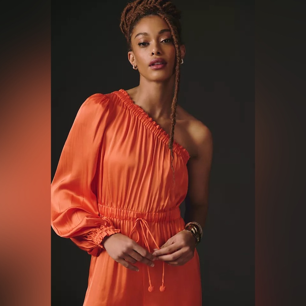Farm Rio One Shoulder Jumpsuit in Orange NEW - Picture 4 of 14